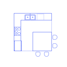 Layouts Kitchens L Shape Island Square Kitchen Svg Line Art, Free Vectors File